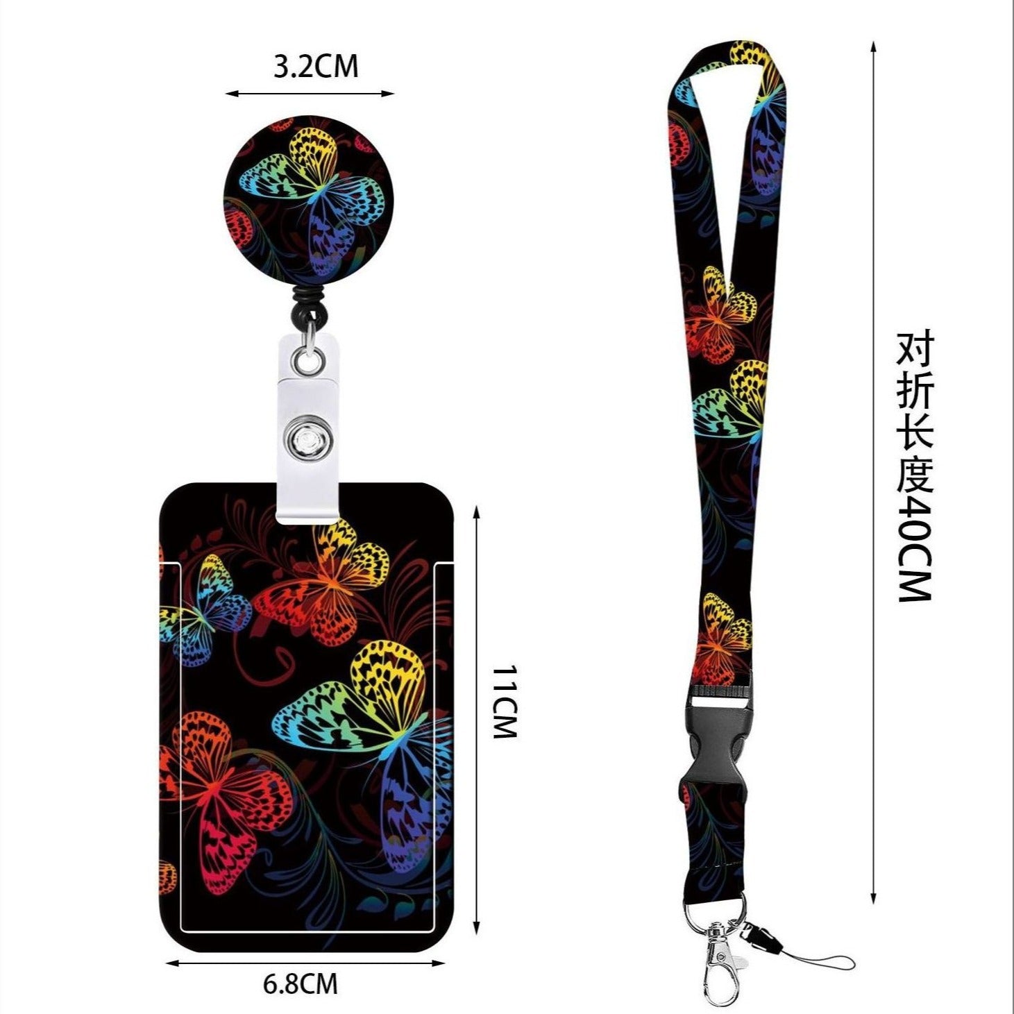 Wholesale phone ID lanyard push slide cover card sleeve telescopic buckle Badge clip